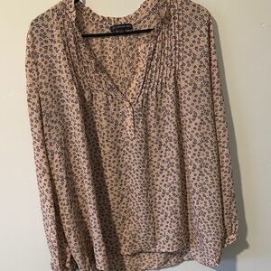 Adrianna Papell Blush and Black Floral Blouse
